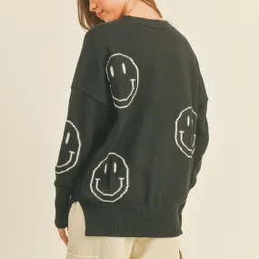 Mama Smile Sweater Top - Black