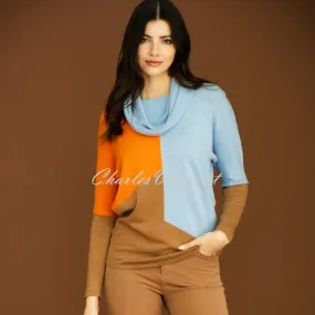 Marble Sweater - Style 6765-213 (Powder Blue / Tobacco / Orange)