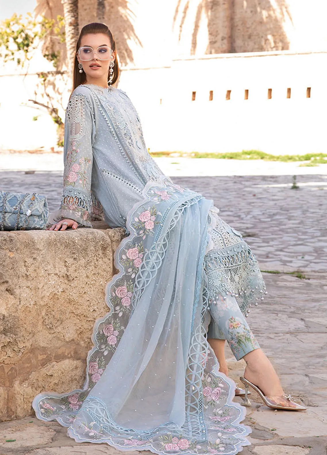 Maria B Embroidered Broshia Unstitched 3 Piece Suit - MB24VL 2410-B