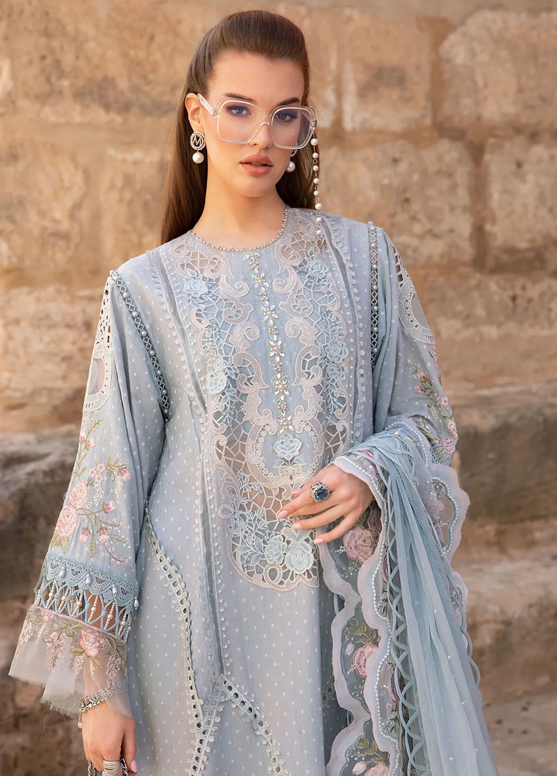 Maria B Embroidered Broshia Unstitched 3 Piece Suit - MB24VL 2410-B