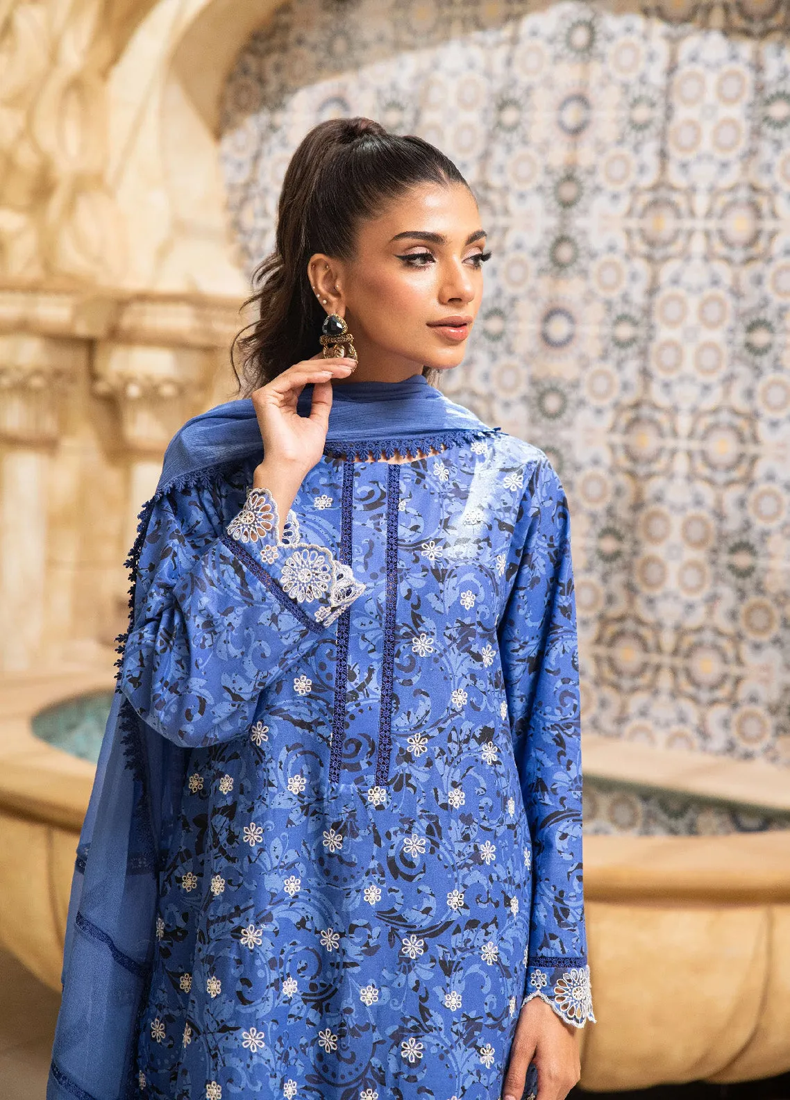 Marjaan By Addee Embroidered Lawn Stitched 3 Piece Suit - AD24MPL SM-023 NEELI