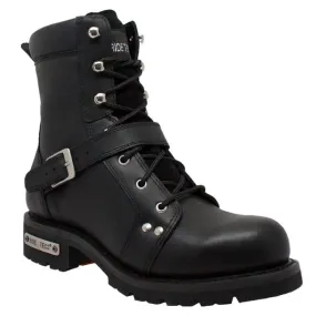 Men's 6 YKK Zipper Black Motorcycle Riding Boots