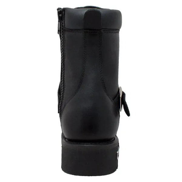 Men's 6 YKK Zipper Black Motorcycle Riding Boots