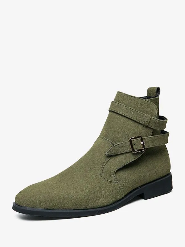 Men's Boots Chelsea Boots Green Suede Leather Jodhpur Boots Monk Strap