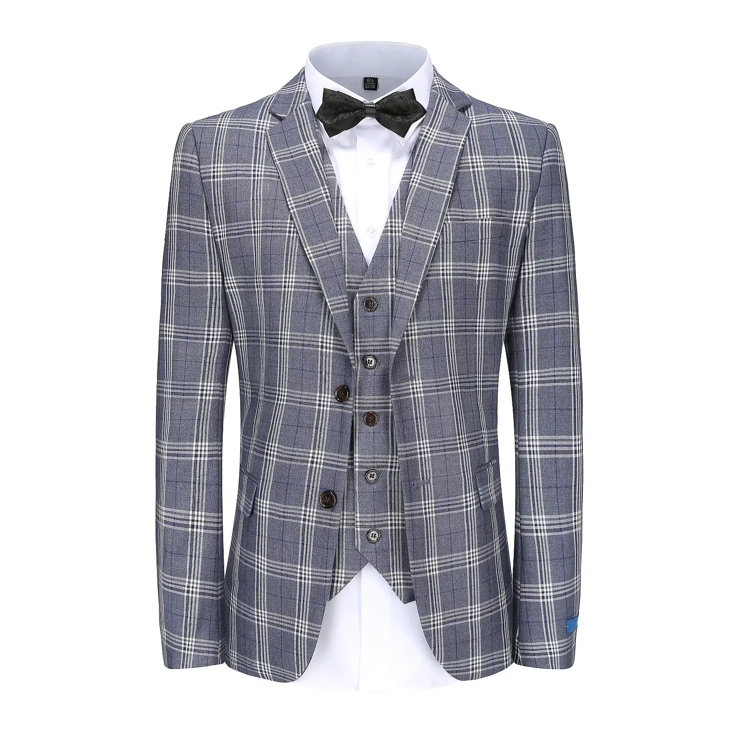 Men's Slim-Fit 3PC Check Plaid Suit