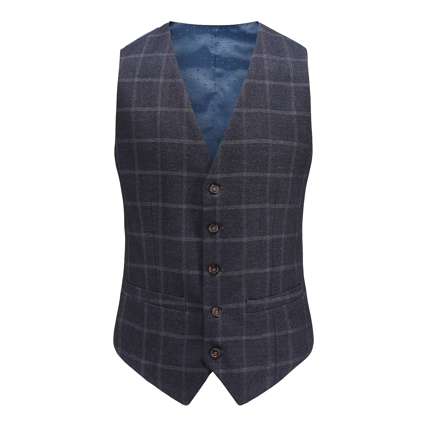 Men's Slim-Fit 3PC Windowpane Plaid Suit