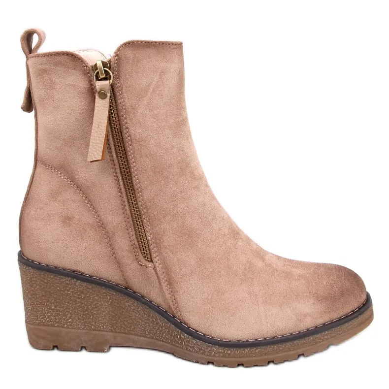 Meyer Beige wedge boots