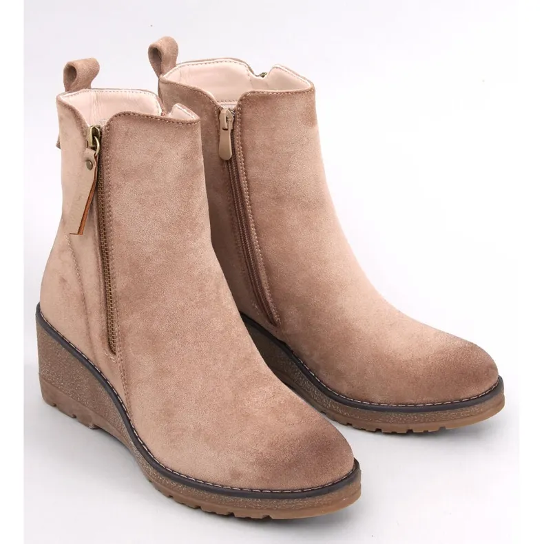 Meyer Beige wedge boots