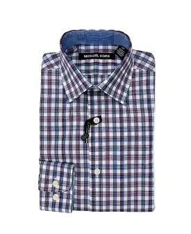 Michael Kors Boys Berry Plaid Cotton Shirt Z0363