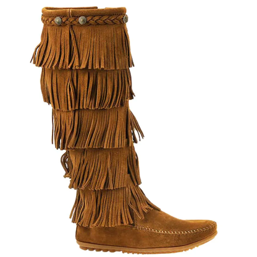 Minnetonka 5-Layer Fringe Boot Dusty Brown Suede (Women's)