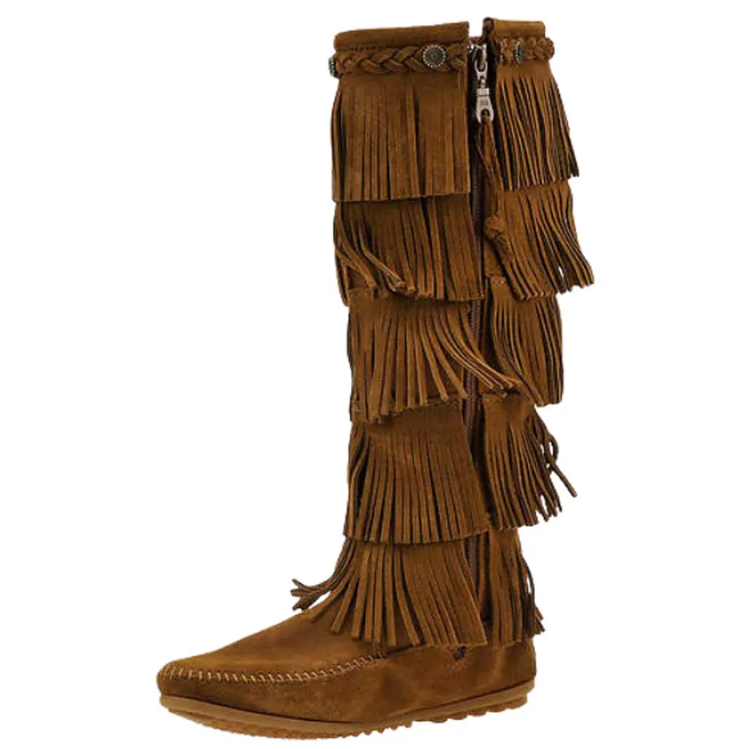 Minnetonka 5-Layer Fringe Boot Dusty Brown Suede (Women's)