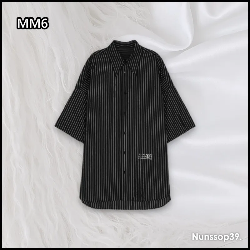 MM6 Maison Margiela  |Stripes Street Style Plain Short Sleeves Logo Shirts