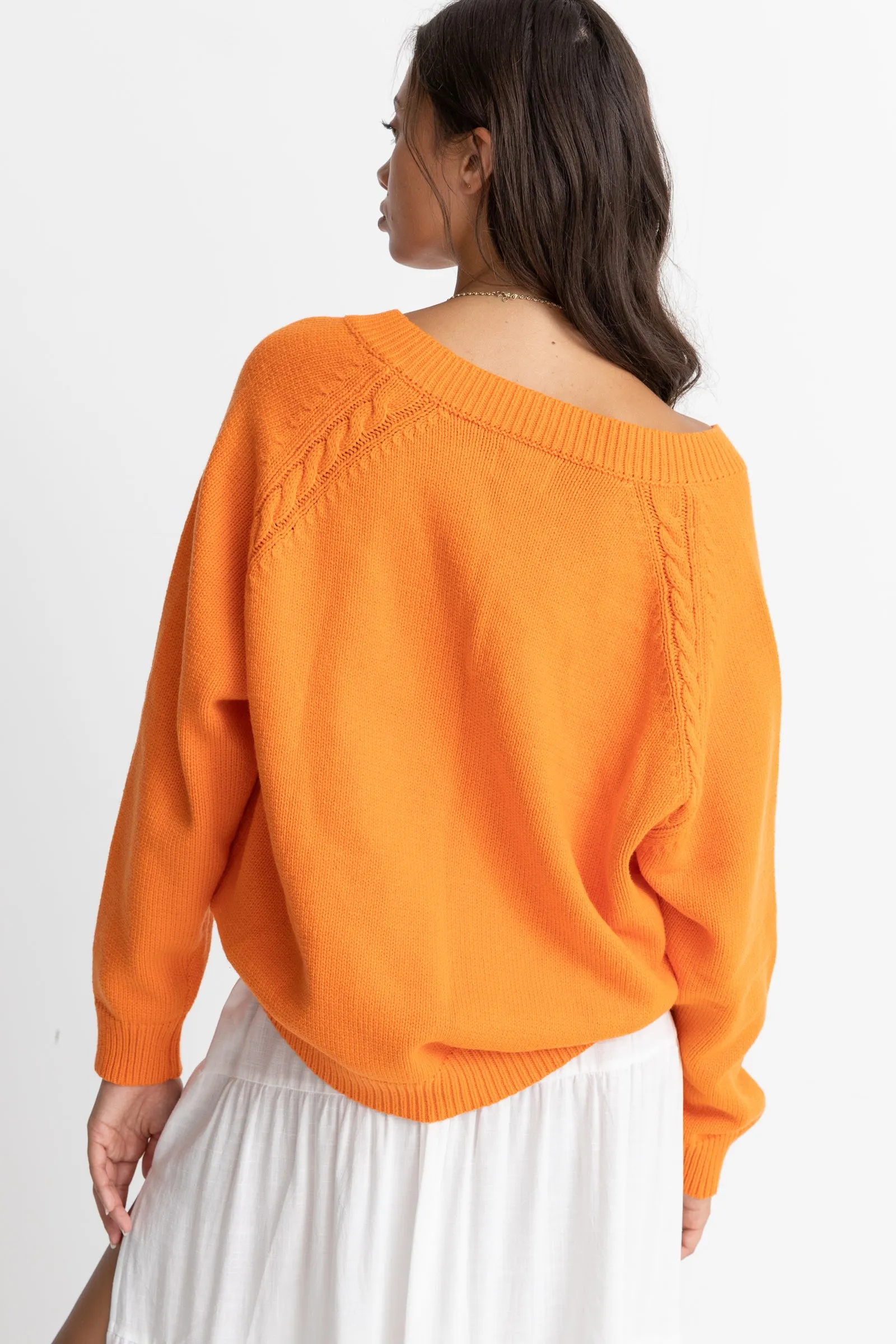 Moonstone Oversized V Neck Orange