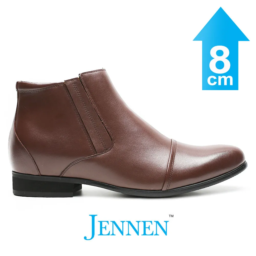 Mr. Ferras Brown 8cm | 3.2 inches Tall Hidden Heel Mens Boots