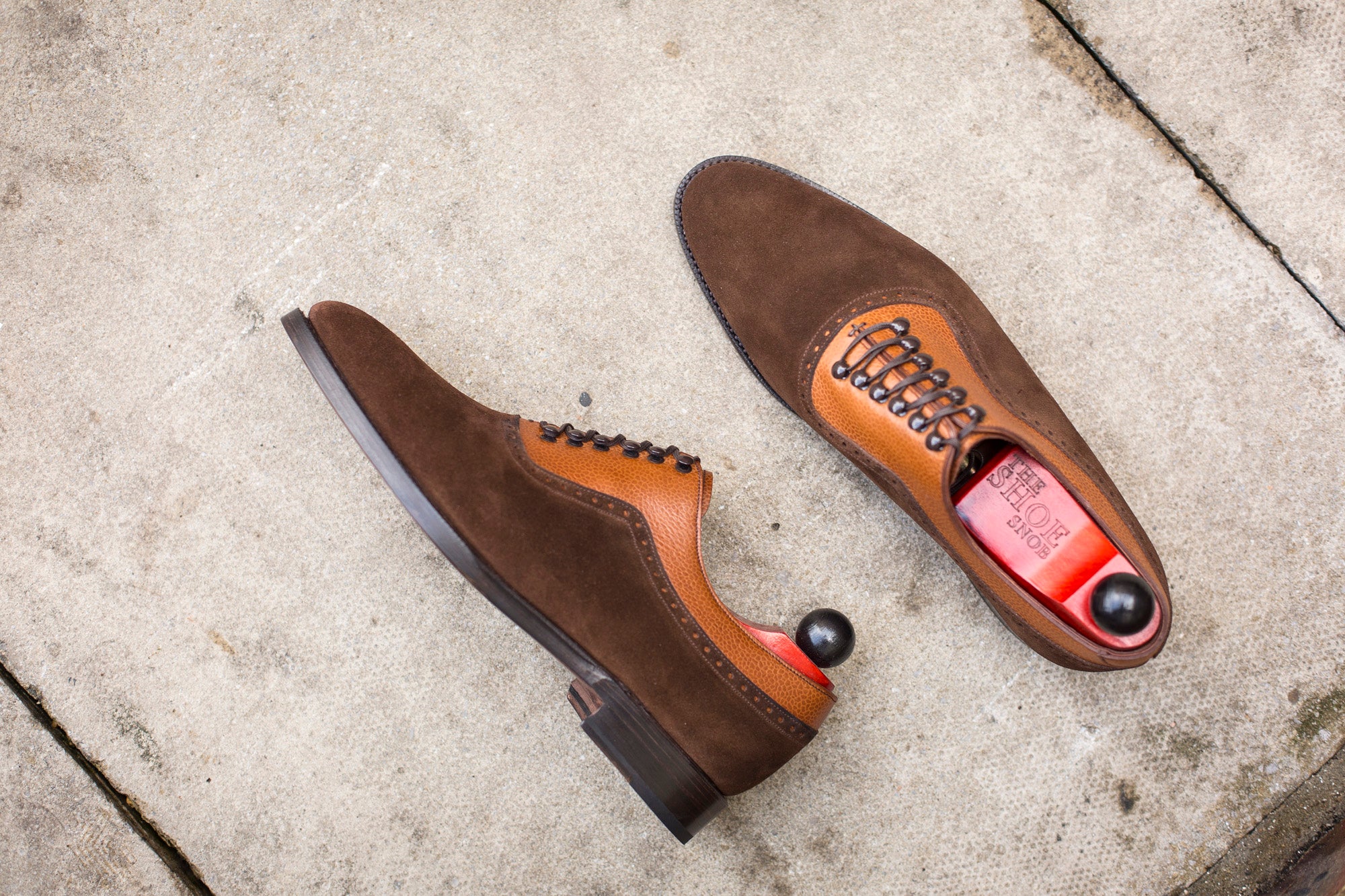 Mukilteo - MTO - Dark Brown Suede / Tan Soft Grain - TMG Last - Single Leather Sole