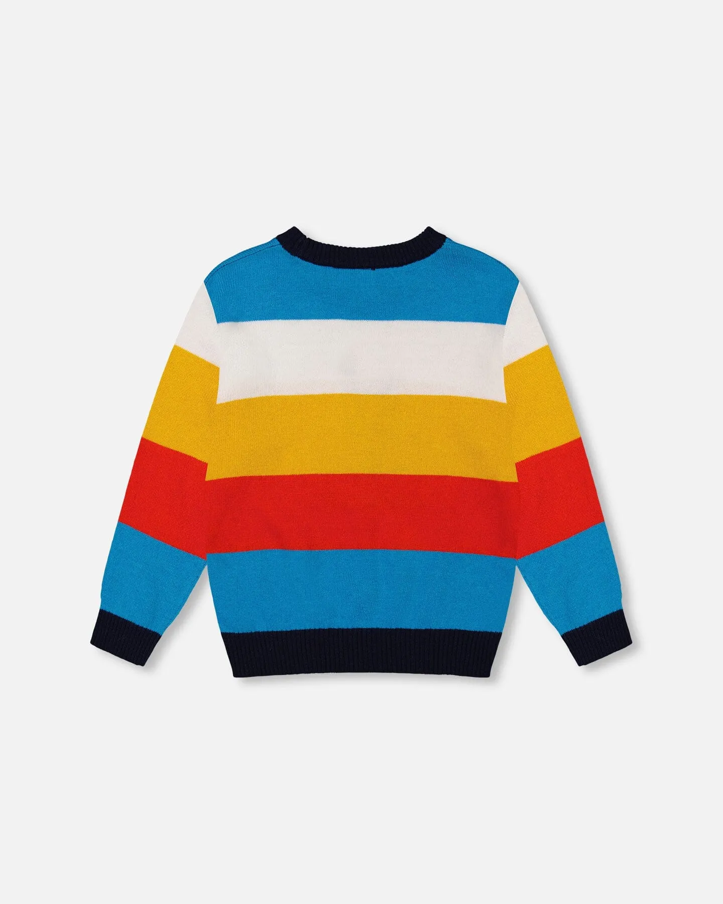 Multicolor Striped Sweater With Karting Jacquard