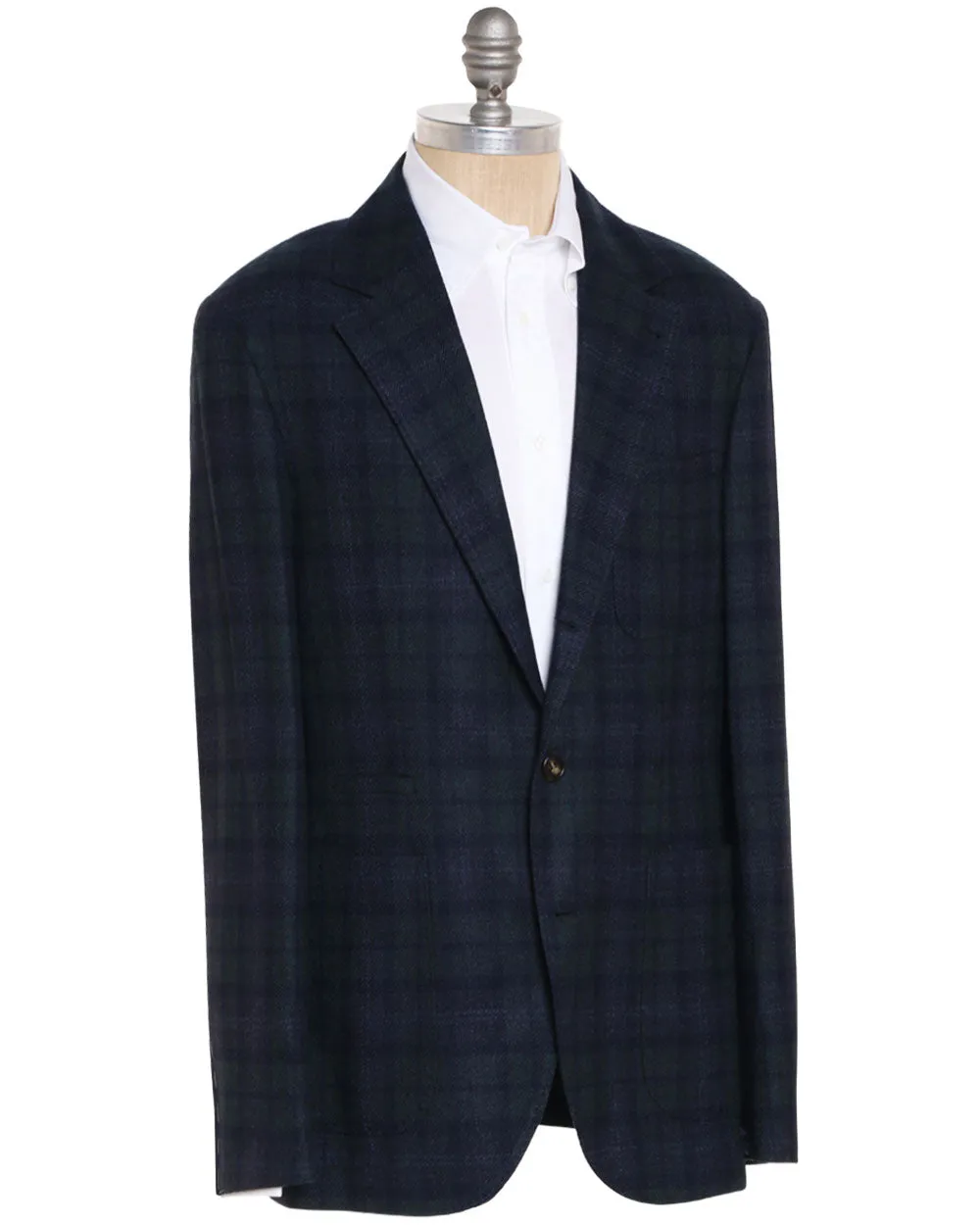 Navy and Verde Wool Blend Plaid Sportcoat