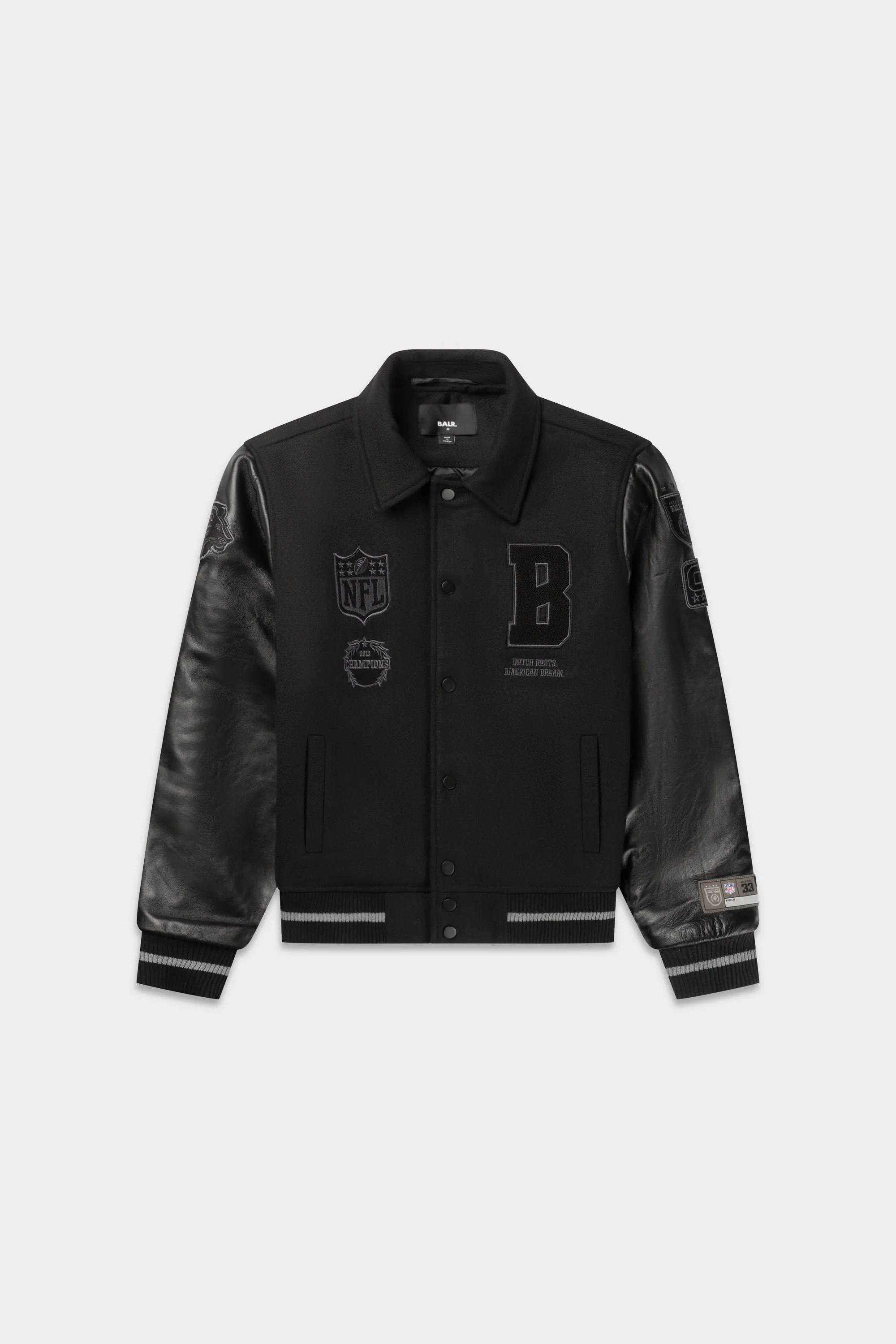 NFL x BALR. Varsity Jacket Jet Black