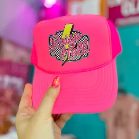 Online Exclusive | Checkered Raise Hell Foam Trucker Cap in Hot Pink