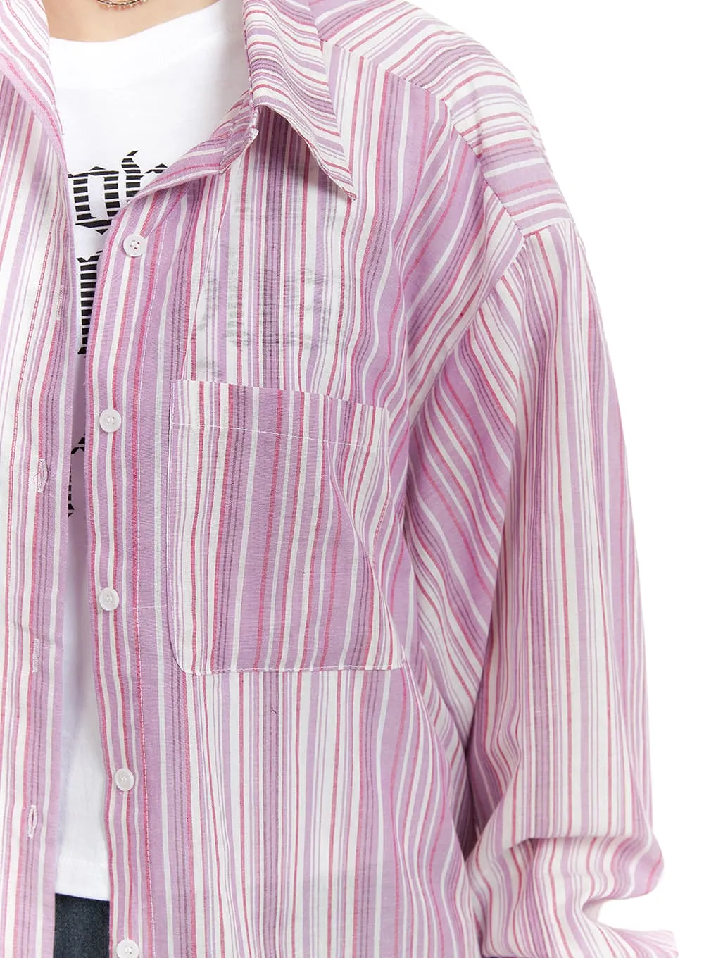 Oversized Stripe Cotton Shirt CA408