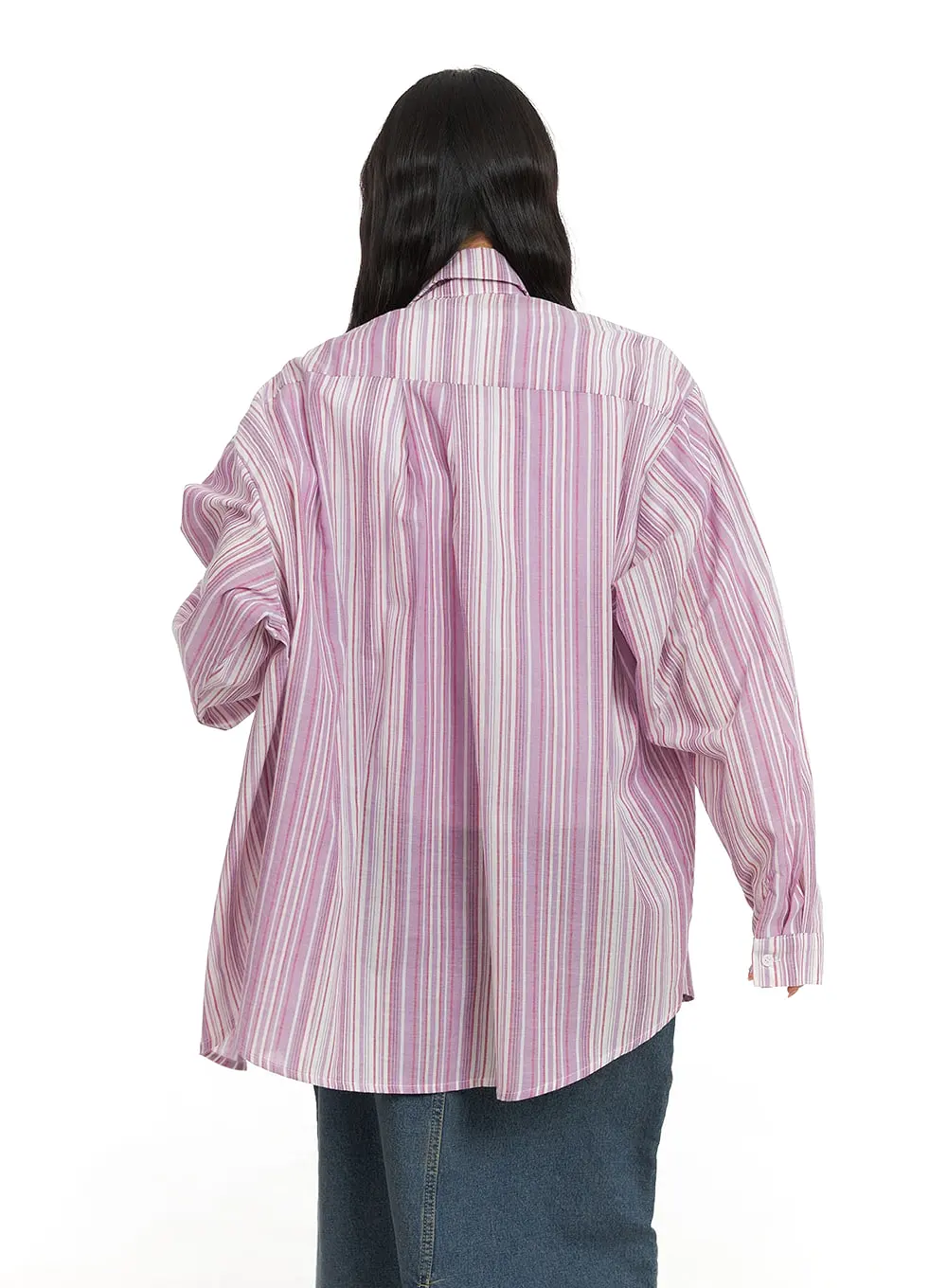 Oversized Stripe Cotton Shirt CA408