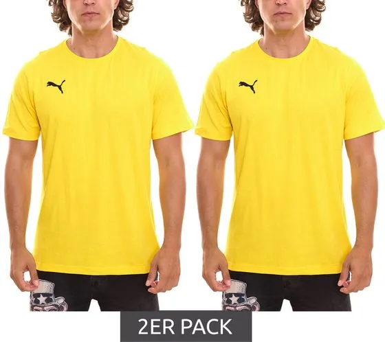 Pack of 2 PUMA TeamGoal 23 Casual Men's T-Shirt with Logo Print Cotton Shirt Football 656578 07 Yellow