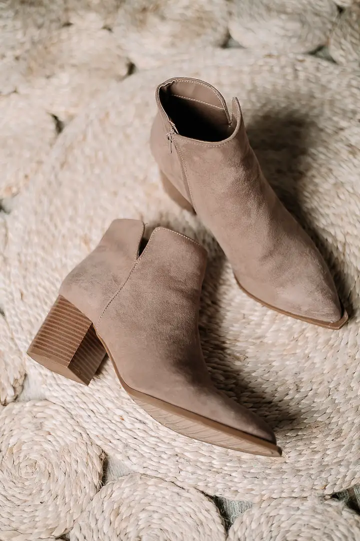 Part Snip Toe Booties | Burlwood Suede