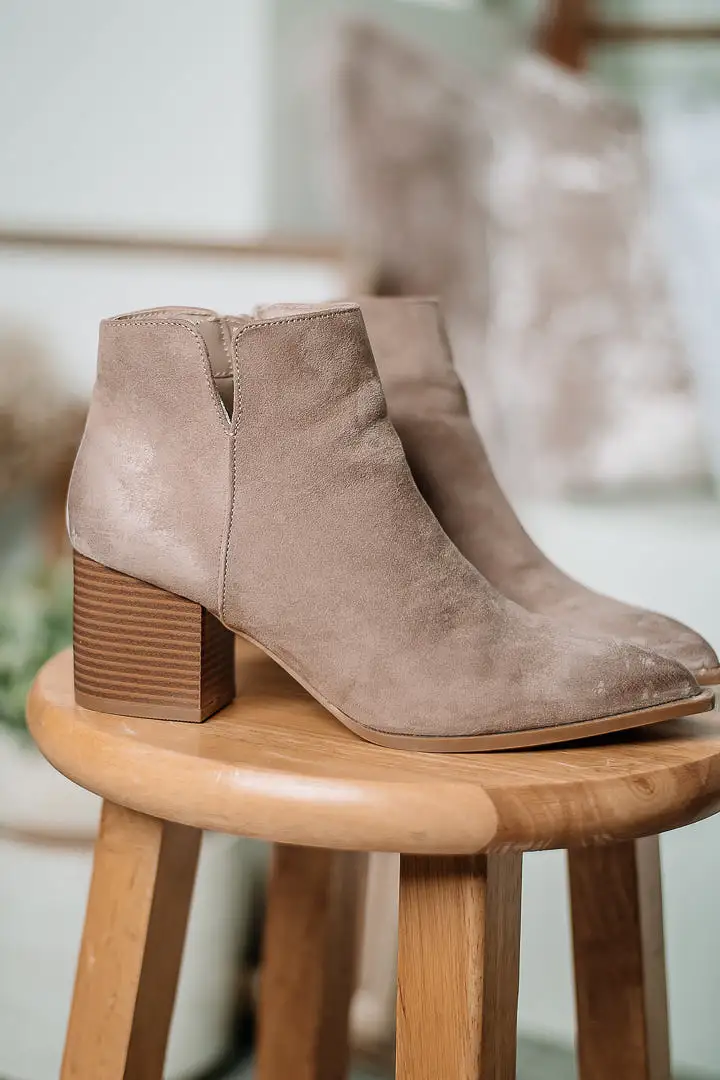 Part Snip Toe Booties | Burlwood Suede