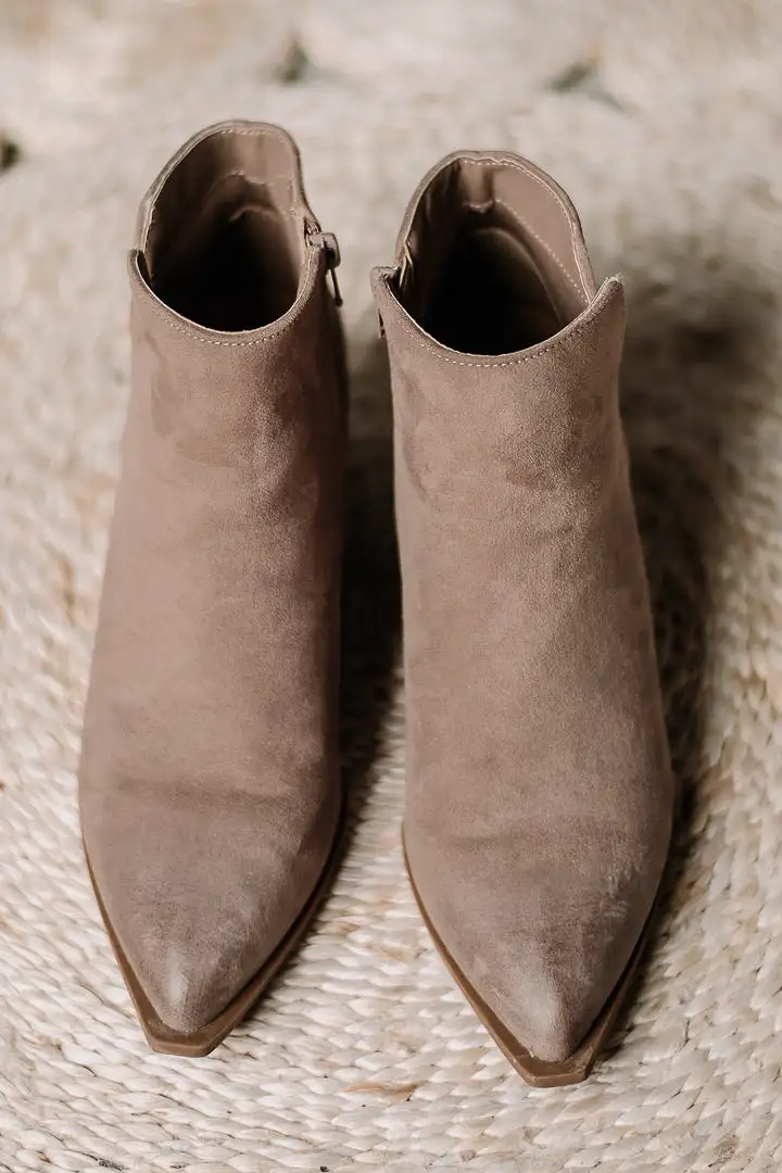 Part Snip Toe Booties | Burlwood Suede