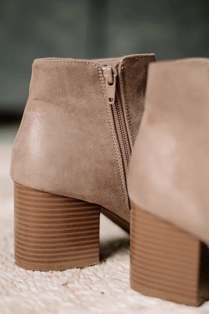 Part Snip Toe Booties | Burlwood Suede