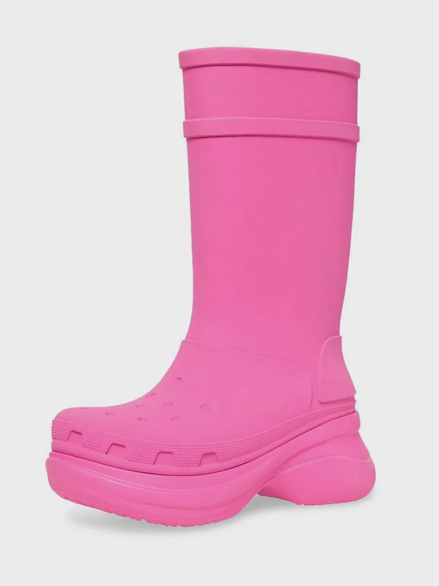 Pink Rain Boots Platform Round Toe Waterproof Boots