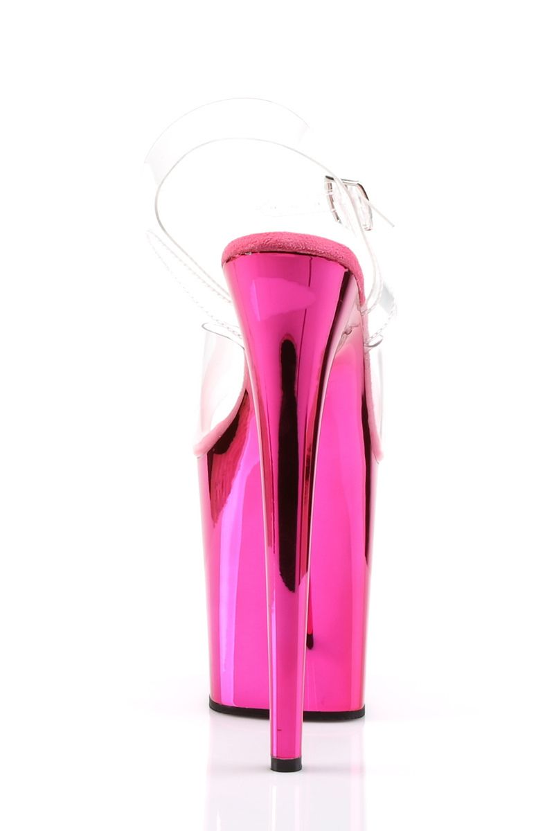 Pleaser USA Flamingo-808 Chrome 8inch Pleasers - Hot Pink