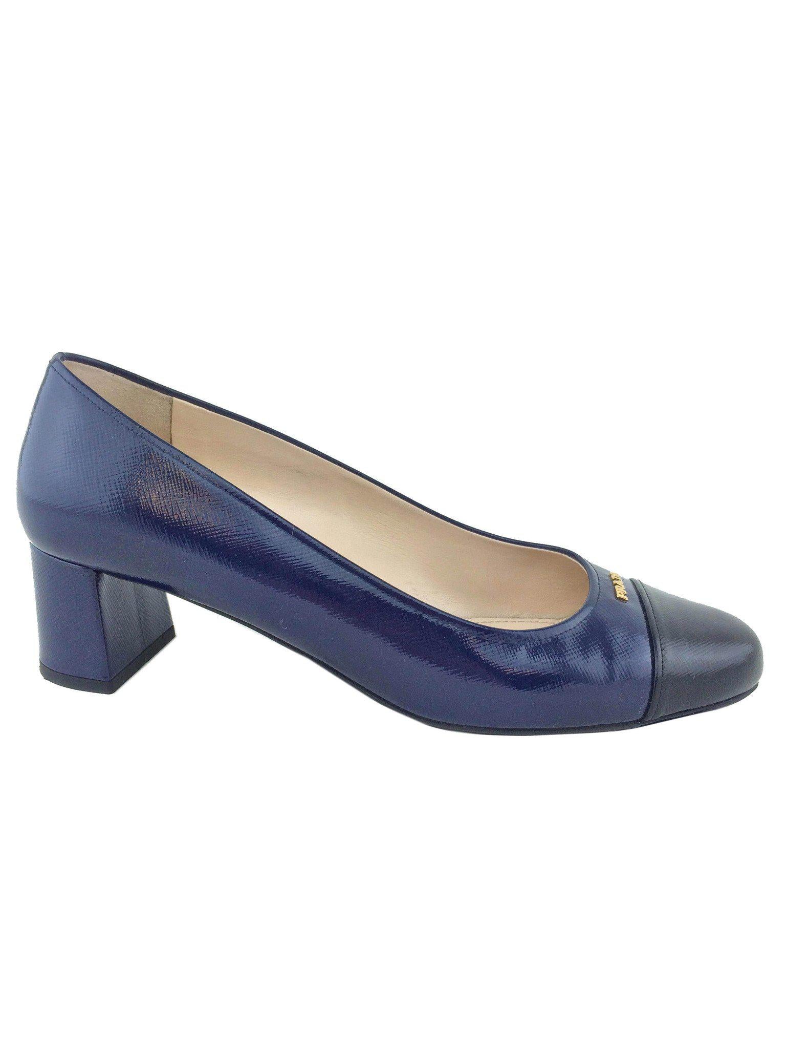 Prada Vernice Saffiano Cap Toe Pumps Size 9 | IT39