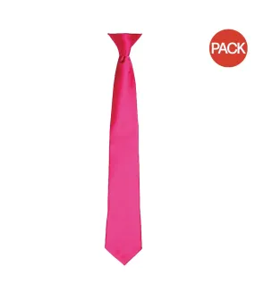 Premier Colours Mens Satin Clip Tie (Pack of 2) (Hot Pink) (One size) - UTRW6940