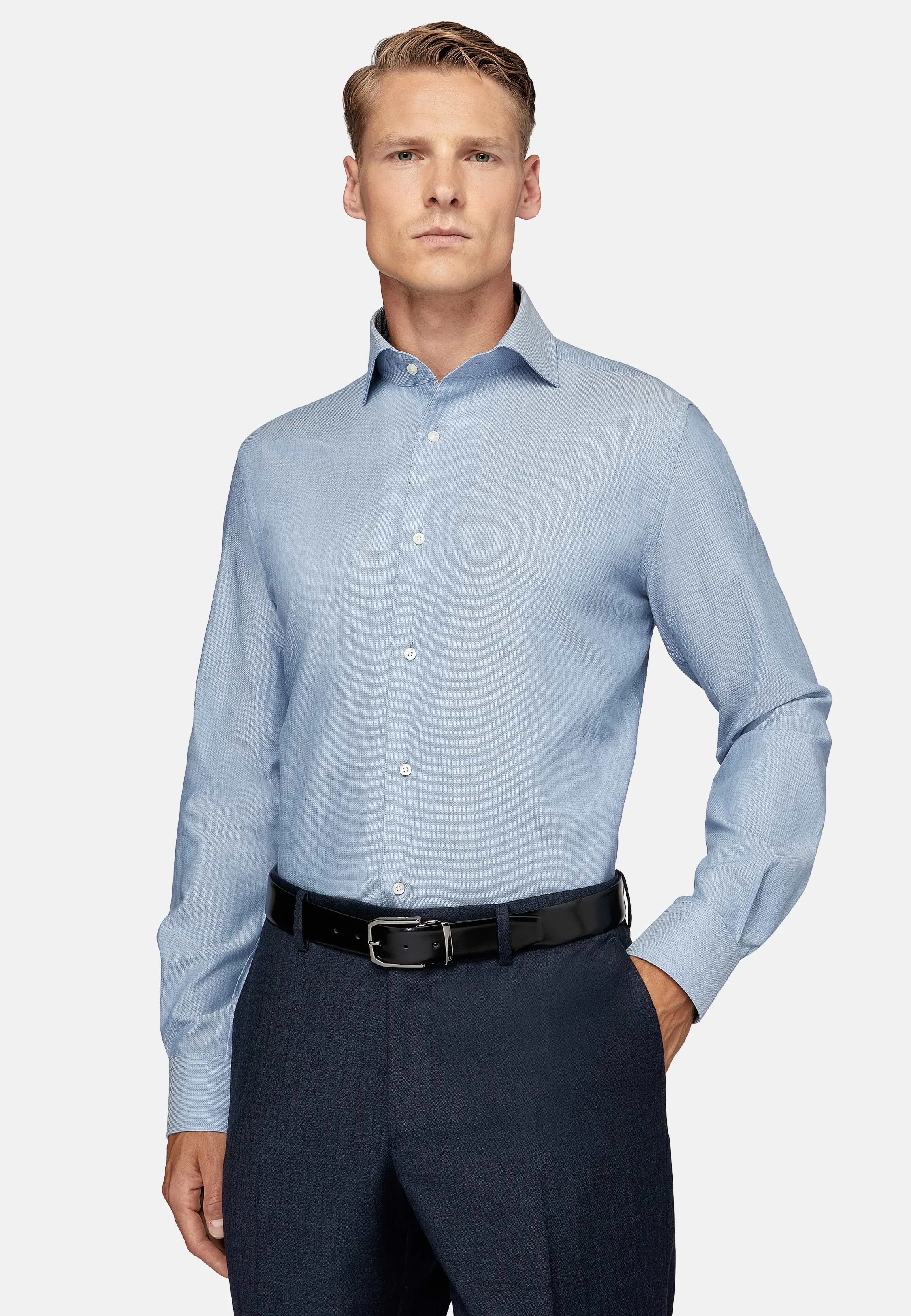 Regular Fit Honeycomb Cotton Shirt