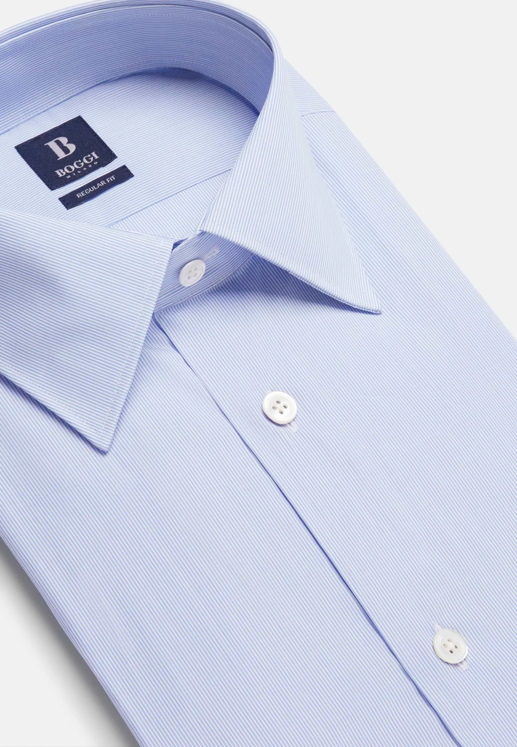 Regular Fit Sky Blue Striped Cotton Shirt