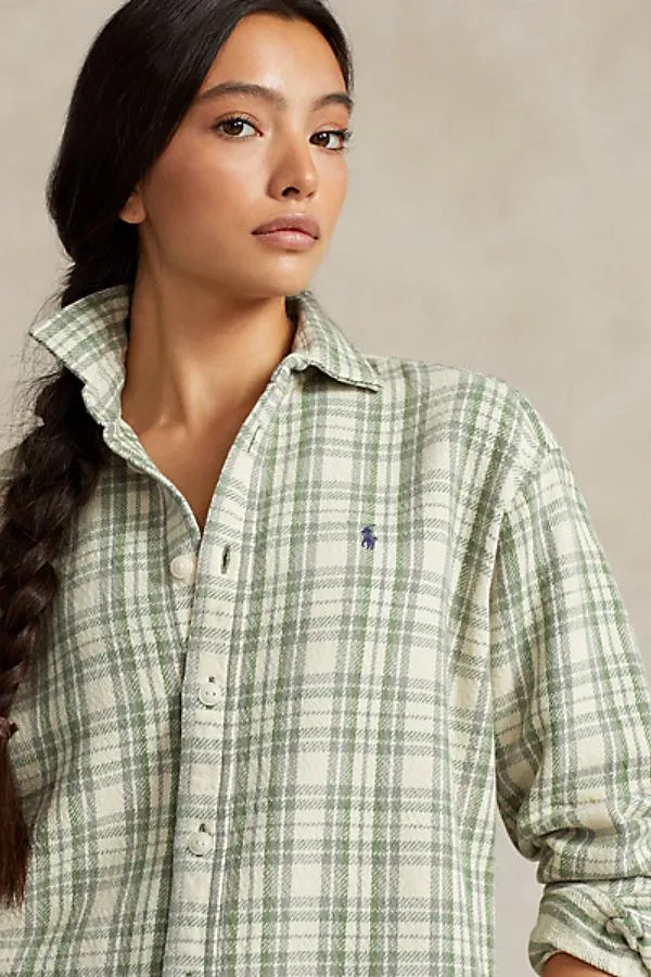 Relaxed Fit Plaid Cotton Shirt