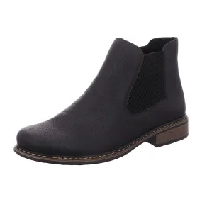 Rieker Women's Black Chelsea Boots with Zipper and Warm Lining