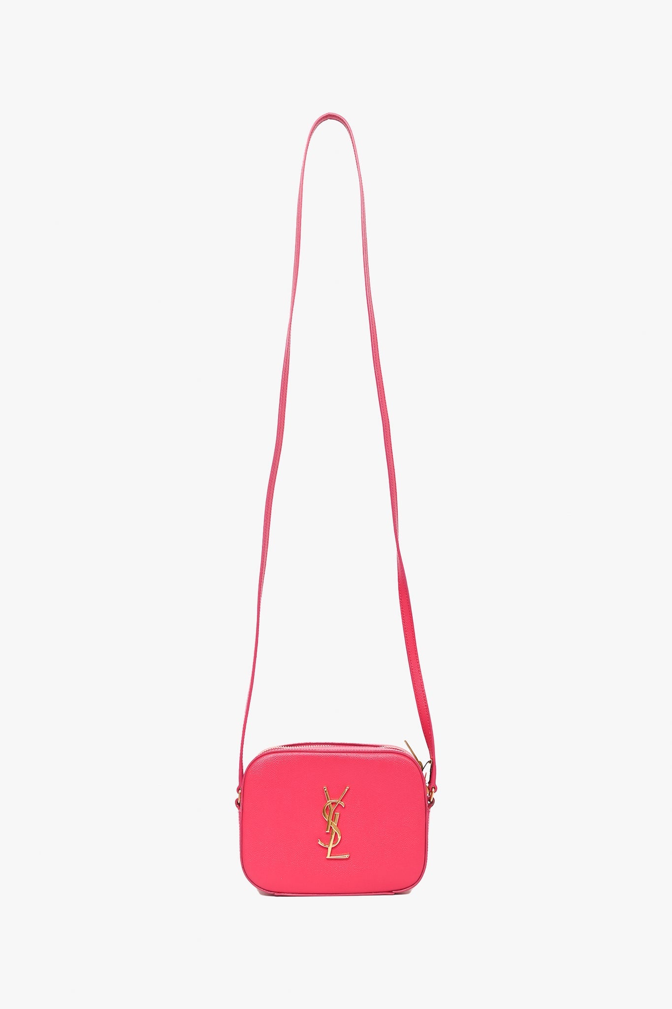 Saint Laurent 2015 Hot Pink Leather Camera Crossbody