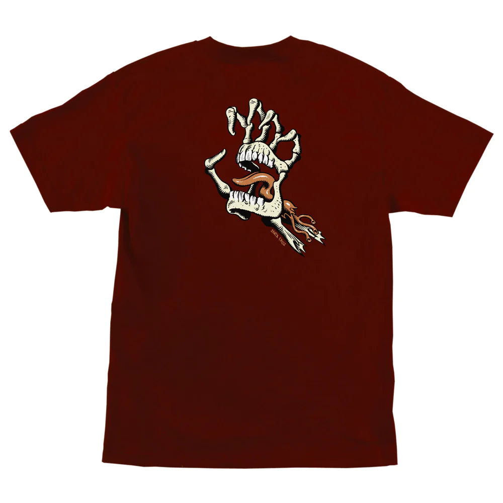 SANTA CRUZ Bone Hand Cruz Graphic T-Shirt - Burgundy