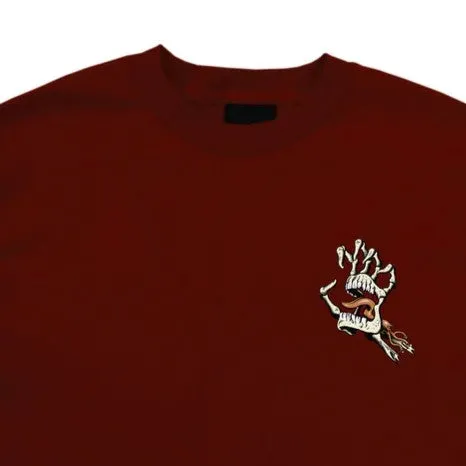 SANTA CRUZ Bone Hand Cruz Graphic T-Shirt - Burgundy