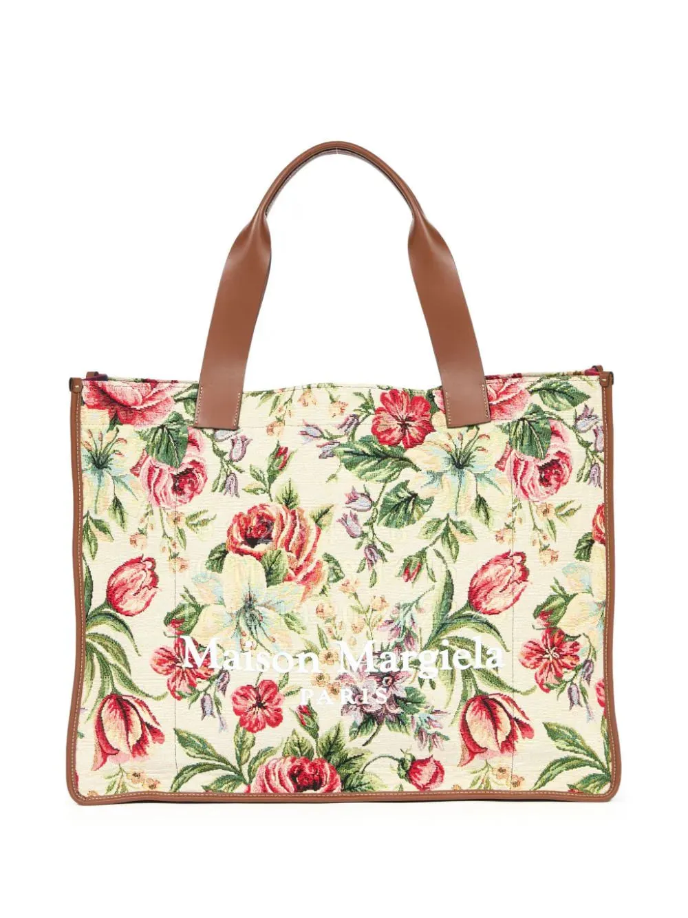 Shopper Tote Bag - Ivory Floral Chestnut