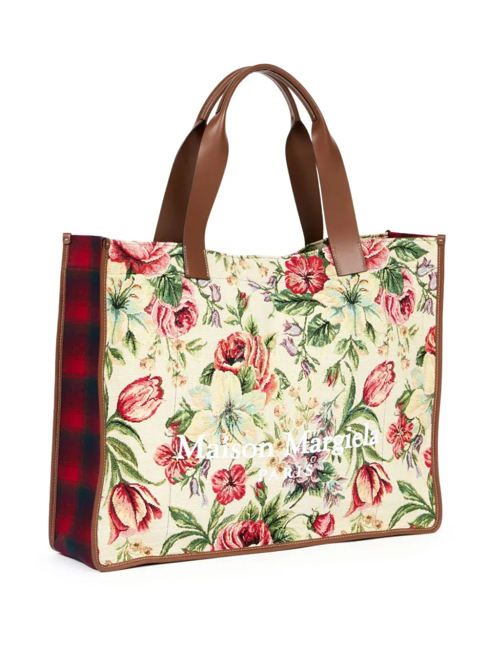 Shopper Tote Bag - Ivory Floral Chestnut