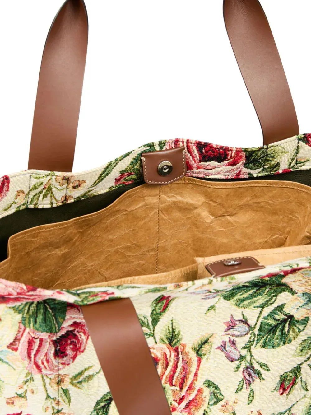 Shopper Tote Bag - Ivory Floral Chestnut