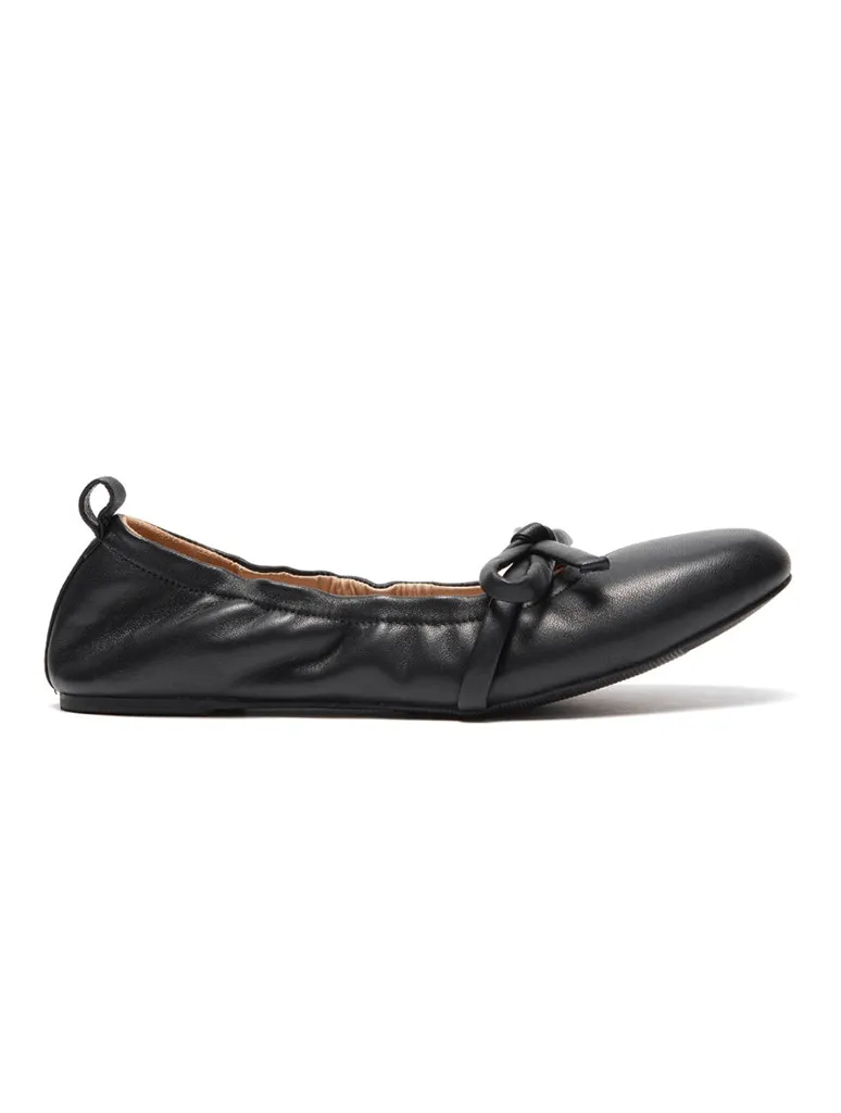 Silent D Bella Ballet Flat in Black Leather (Final Sale)