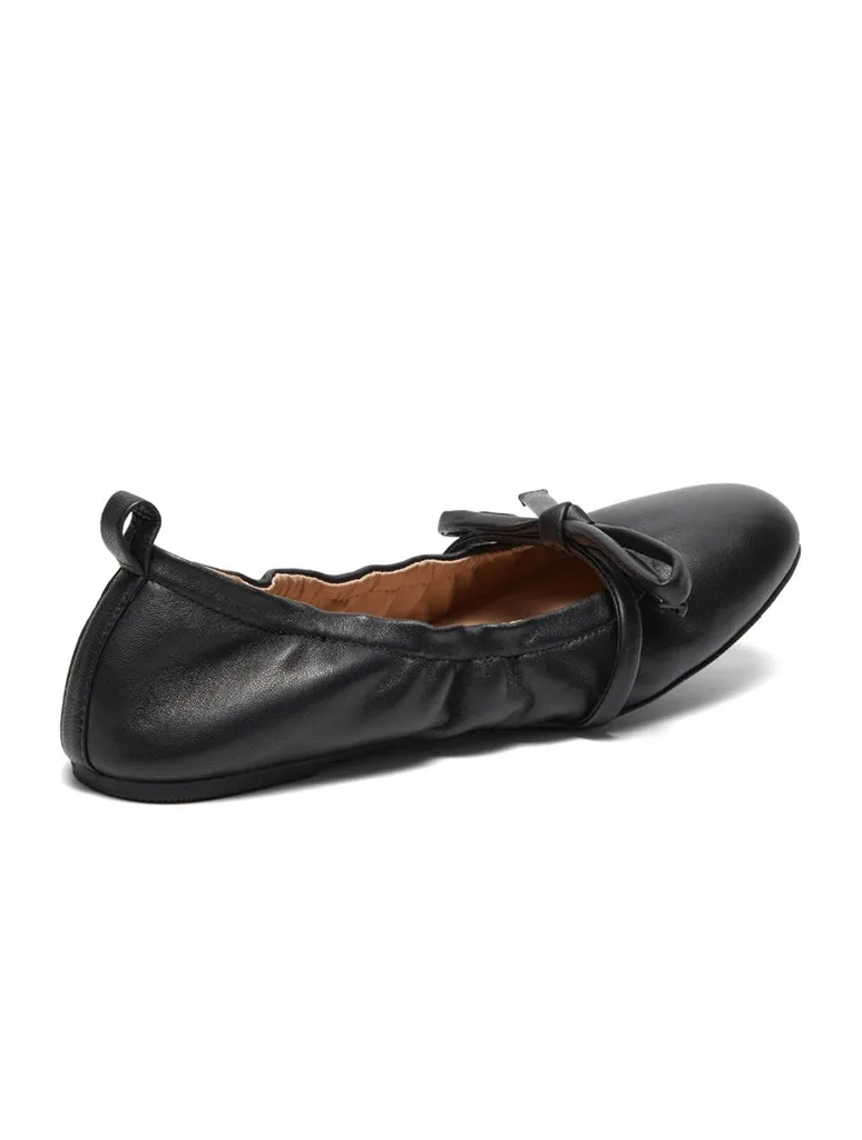 Silent D Bella Ballet Flat in Black Leather (Final Sale)