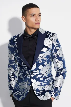 Skinny Floral Foil Print Blazer