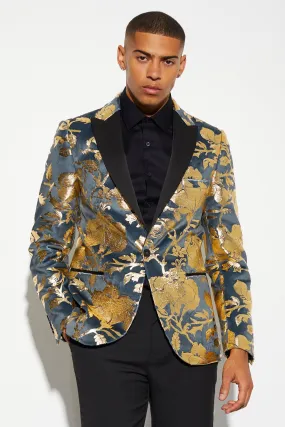 Slim Floral Foil Print Blazer