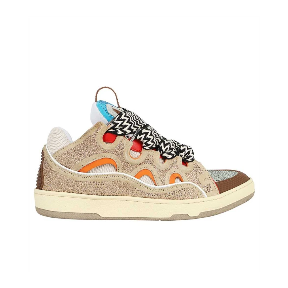 Sneakers Beige con Dettaglio in Camoscio