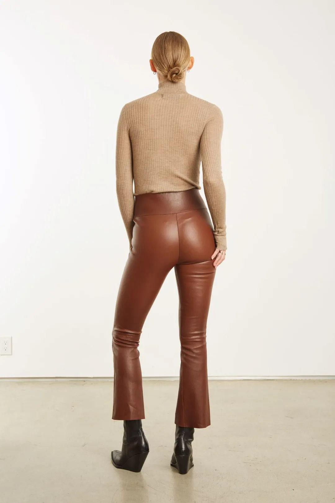 SPRWMN Leather Ankle Flare Legging